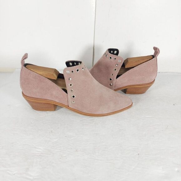 Rebecca Minkoff Women's Annette US 7M Pink Suede Studded Cut Out Bootie Boots - Picture 8 of 12
